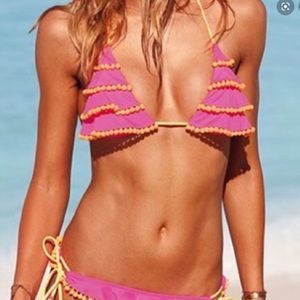 Victoria Secret Pom Pom Triangle Bikini Top Pink